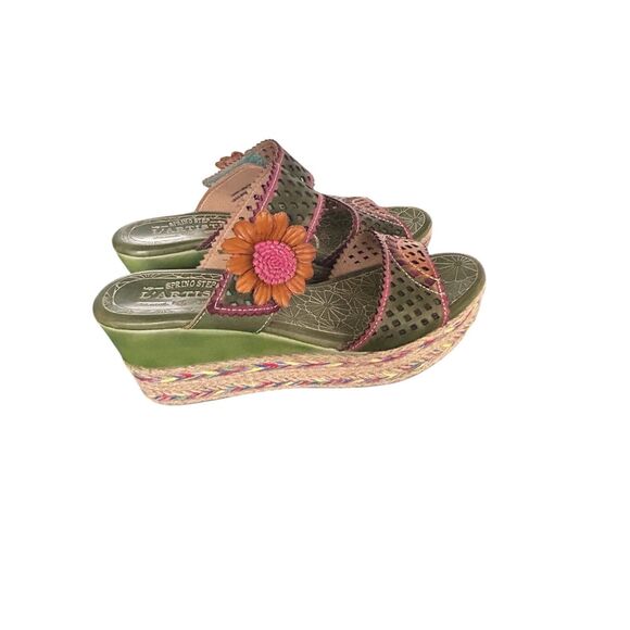 L’ Artiste By Spring Step Virgie Floral Platform Sandals Green/ Pink Size 41-  9 - Picture 11 of 15